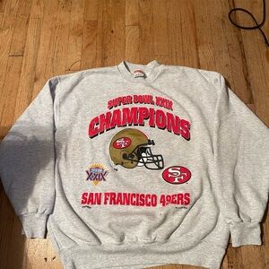 San Francisco 49ers Super Bowl XXIX Champions Crewneck Sweater - Gray